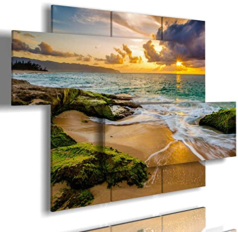 duudaart Quadri Tramonto Mare Soggiorno Camera Letto 3d Moderni Luminosi Paesaggio Multipannello Pannelli Grandi Xxl Arte Componibili Paesaggi Multilivello 128x85cm