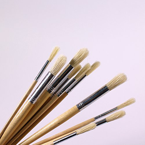 Short Handled Paint Brush Easy Hold Hog Bristle Brushes Pack of 30 Mixed Sizes by BCreative ®
