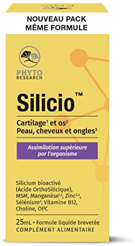 PhytoResearch - Silicio - Complément Alimentaire Beauté des Ongles et Cheveux - Silicium, Zinc, Sélénium, Manganèse, OPC, L-Carnitine, Vitamine B12 - 25 ml - 50 Jours - Fabriqué en France