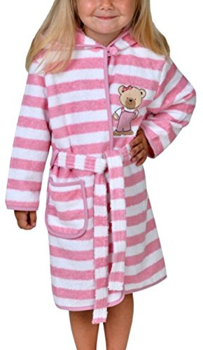 Wörner Südfrottier Teddy Ringel rosa+hellblau Lätzchen, Badetücher, Waschhandschuh, Badeponcho, Bademantel (rosa, Bademantel 98/104)