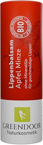 GREENDOOR Lippenbalsam Apfel Minze natürlicher Lippenpflege-Stift, plastikfrei, Naturkosmetik mit BIO Jojobaöl, Lippenbalm/Lip-Balm Pflege für Lippen, Natur Schutz gegen trockene Lippen