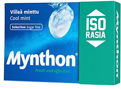 Mynthon Viileä Lot de 2 boîtes de 85 g de menthe fraîche et efficace – Sans sucre – Pastilles – Pastilles – Dragees – Gouttes – Bonbons – Bonbons – 85 g