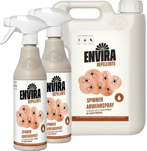 Envira Spinnenspray 2 x 500 ml + 5 Liter - gegen Winkel- & Kreuzspinnen | Spinnen Spray mit Langzeitwirkung gegen Spinnen sowie Weberknecht - effektive Spinnenabwehr in der Wohnung