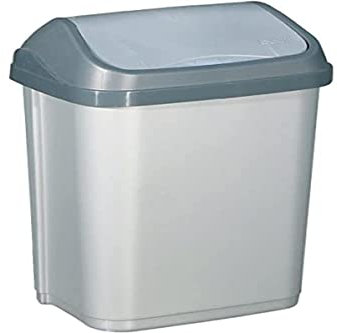 ALUMINIUM ET PLASTIQ Poubelle 50 litres Couvercle basculant Gris Silver