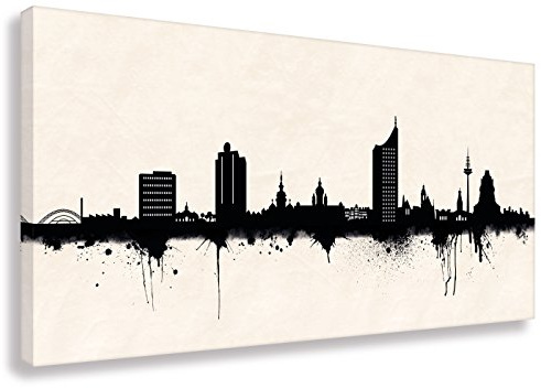 Kunstdruck Leipzig Skyline SW in 40x80 cm als moderne Stadtansicht