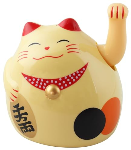 Superfreak Glückskatze - Maneki-Neko - rundliche Winkekatze 11 cm - beige