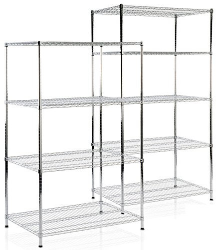 casa pura Schwerlastregal Lagerregal - dekoratives Schraubregal Gitterregal - Metallregal pro Boden bis 150 kg belastbar - Regal aus verchromtem Stahl (4 Böden - 90(B) x45(T) x160(H) cm) Himalaya