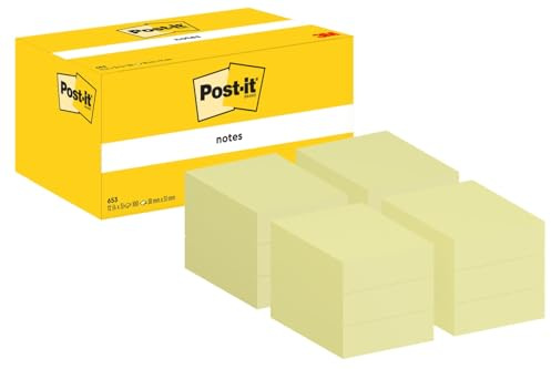 Post-it Notes, 12 Blöcke (1200 Blatt), 38 mm x 51 mm, Gelb | Selbstklebende Haftnotizen, Praktische Klebezettel für Bürobedarf, Meetings, Erinnerungen, To-Do-Listen und zum Organisieren