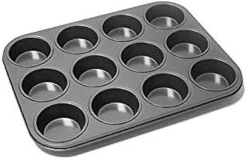 Prima Muffin Pan, Carbon, Black, 13.94 x 10.94 x 1.26 cm
