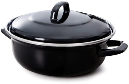 BK Fortalit Emaillierter Stahl Induktionskompatibel 26cm/3L Dutch Oven Bratentopf mit Deckel, Backofen- und Bratensicher bis 230C, Spülmaschinenfest, PFAS-frei, Schwarz