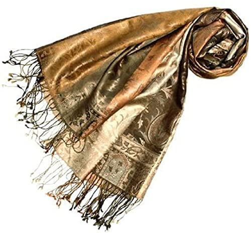 Lorenzo Cana Luxus Pashmina damhalsduk jacquard vävd 100 % siden 70 x 190 cm paisley mönster sidenhalsduk sidenduk sidenpashmina harmoniska färger