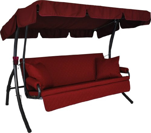 ANGERER Hollywoodschaukel Trend Joy rot | Gartenschaukel Made in Germany, Schaukel zum Sitzen, Liegen und Entspannen, inklusive Bett-Funktion, einfache Montage