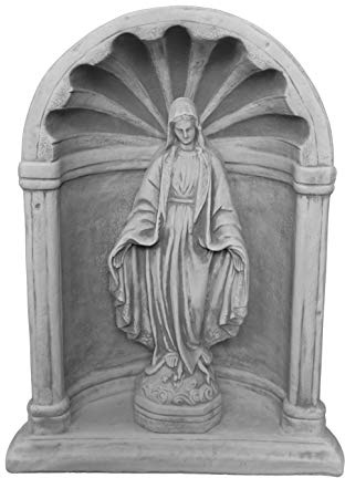 gartendekoparadies.de Kapelle mit Heiliger Maria Madonna, 94 cm, 117 kg | Steinguss, Steinfigur, Statue, Grau, Frostsicher für Außenbereich