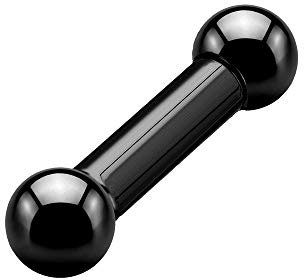 Treuheld® Piercing Stab Schwarz - Chirurgenstahl Barbell Hantel - 6mm x 12mm + Kugeln: 10mm - Edelstahl Intimpiercing, Ohr, Nippel uvm. Mann + Frau