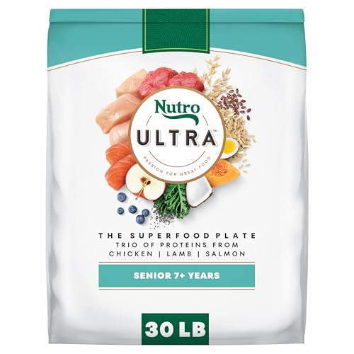 Nutro Ultra Senior Dry Dog Food, Senior Dog Food Dry Recipe with a Trio of Proteins from Chicken, Lamb and Salmon, 30 lb. Bag
