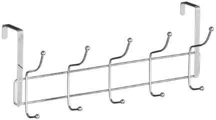 Premier Housewares Over Door Hanger with 10 Hooks | Over the Door Hook for Bedroom| Anti-Slip Back of Door Hook Hanger | Chrome Finish Wire Frame