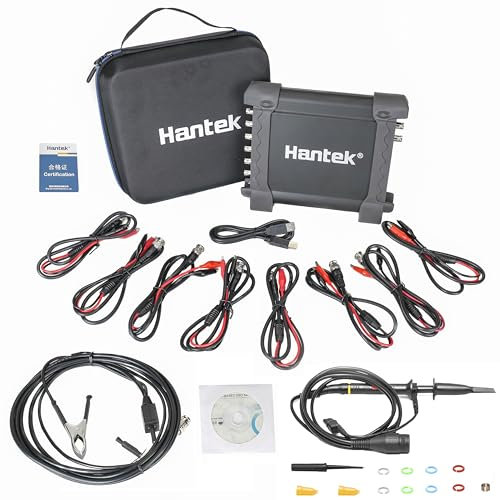 Hantek 1008C PC USB Oszilloskop Diagnosewerkzeug für PC 2.4MSa/s 12bits 8 Kanäle Programmierbarer Multifunktionsgenerator Tragbar Virtuelles Oszilloskop Automotive Test