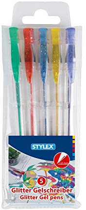 Stylex 43833 - Penna gel, 5 penne gel, colori assortiti, spessore tratto 1 mm, per scrivere, dipingere e decorare