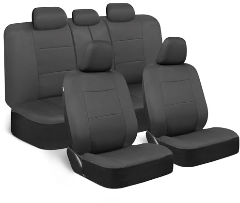 BDK PolyPro - Juego completo de fundas de asiento de coche en color carbón sólido, fundas de asiento delantero y trasero dividido para coches, fácil de instalar, accesorios para automóviles, camiones,