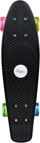 Muuwmi Skateboard Fun Neon – mit LED-Leuchtrollen - Board Deck 57x15cm - ABEC5 und PU-Rollen 60x45mm