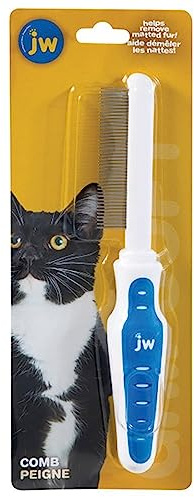 JW Pet GripSoft Cat Comb - Medium & Long Haired Cat Brush for Shedding & Tangle Removal