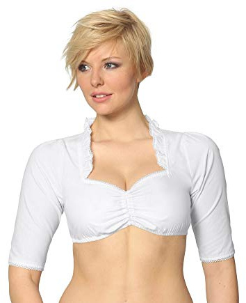 Stockerpoint Dirndlbluse Clara I Größe 32-52 I Damen Bluse mit elegantem Kragen & Spitze I Verstellbare Ausschnittsweite I Bequem & pflegeleicht I Perfekt für Trachten & Festlichkeiten