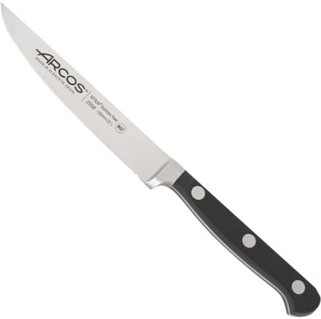 Arcos Serie Clasica - Coltello Bistecca - Acciaio Inossidabile Forgiato Nitrum 120 mm - Manico Polioxymetilene (Pom) Colore Nero