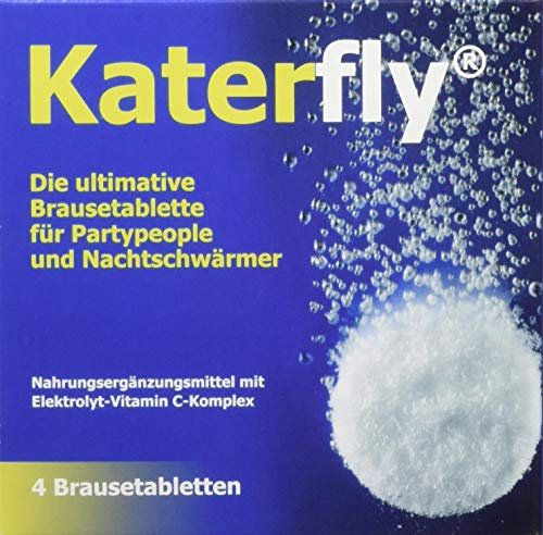 Katerfly Brausetabletten - 4 Stück - Elektrolyt-Vitamin C-Komplex - Bei Müdigkeit und Erschöpfung - Vom Apotheker entwickelt