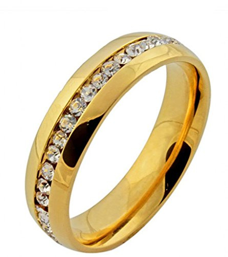 AMDXD Schmuck Vergoldet Gold Damen Ringe Zirkonia Pave Elegante Polished Hochzeit Ehering