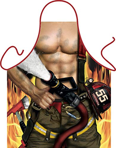 itati - Delantal de bombero para barbacoa y cocina, diseño de bombero