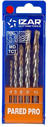 Izar 30220 Juego Broca Punta Metal Duro Pared Profesional 1886, 5 Piezas,