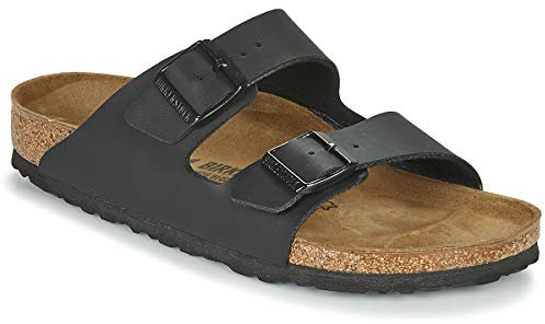 BIRKENSTOCK Classic Arizona Birko-Flor, Unisex-Erwachsene Pantoletten, Schwarz (Schwarz), 43 EU