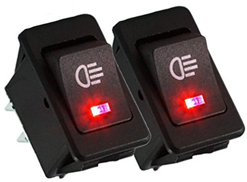 Qiorange Auto 35A 12V KFZ Schalter wasserdicht beleuchtet LED Rot 4 Polig Wechsel Switch Kippenschalter Wippschalter EIN-/Ausschalter für Nebelscheinwerfer Scheinwerfer