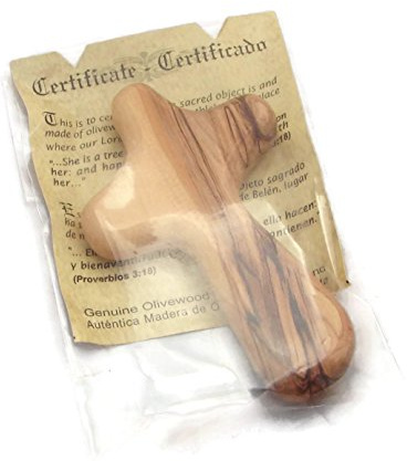 Olive Wood Holding Hand Palm Comfort Cross Holyland - for Adult Hand - Genuine Product with Certificate of Authenticity - Made by HJW - Companion for Prayer and Meditation