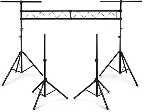 beamz Lighting Truss Bridge Stand & Speaker Stand Set – Complete DJ Rigging System with Robust Lighting Support & Height Adjustable Speaker Stands for Discos, Events, Live Music & Mobile DJs