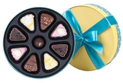 Sweet Cake Midi - 9 Pralinen in Kuchenstück-Form | Premium Qualität | Geschenkidee | Geschenk | Geburtstag | Dankeschön | Hochzeitsgeschenk | Muttertag | Vatertag | Mitbringsel Erwachsene