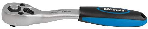 SW-Stahl 05790L Umschaltknarre 1/4 Zoll, ergonomisch I 72 Zähne feinverzahnte Ratsche I Chrom-Vanadium-Stahl langlebige Umschaltknarre I Zwei-Komponenten-Griff, rutschfester Drehgriffantrieb