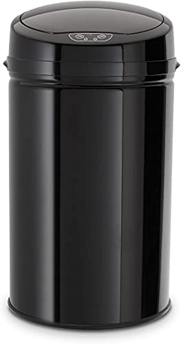 Echtwerk papperskorg, papperskorg med sensor, elektrisk sopbehållare, infraröd rörelsesensor, rostfritt stål, kapacitet 30 liter, INOX svart