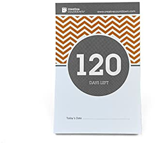 120 Day Event, Goal & Occasion Count Down Calendar - 5.75x3.75 - Orange & Grey Tear Off Countdown Calendar - Built-in Easel Stand - Tear Away Wedding Calendar - Motivational Milestone Tracker