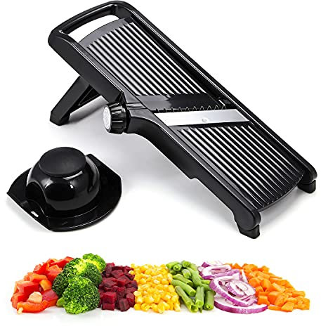 Adjustable Mandoline Slicer Best for Slicing Food, Fruit and Vegetables. Professional Grade Julienne Slicer (Black)