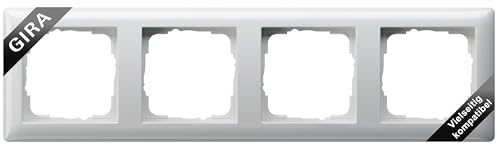 GIRA Standard 55 Abdeckrahmen 4‑fach Reinweiß glänzend | 21403 | hochwertige Rahmenabdeckung für Schalter & Steckdosen | kompatibel mit Gira System 55 Einsätzen | Thermoplast & bruchsicher