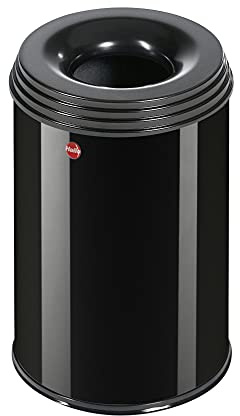 Hailo ProfiLine Safe M Flammenlöschender Papierkorb (aus Stahlblech, Deckel schwarz, 14 Liter) 0915-422