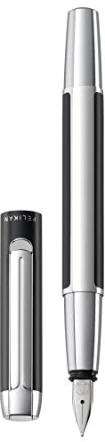 Pelikan Füllhalter Pura P40, Schwarz, Feder F (fein), hochwertiger Patronenfüller im Geschenk-Etui, 904888