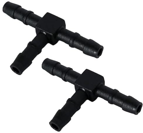 2x Hose Tube Pipe 3-way T-Piece Splitter Connector 5mm Tube Pipe Connector Joiner Air Fuel Water - FREE FIRST CLASS UK POSTAGE!