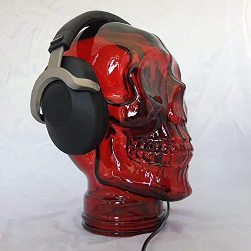 AMP3 Luxury Glass Skull Headphones Stand Colour RED