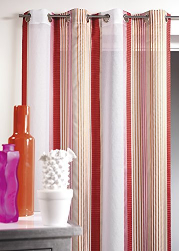 HomeMaison Tenda in stamigna, Motivo: Righe Verticali, 100% Poliestere, Arancione, 140 X 260