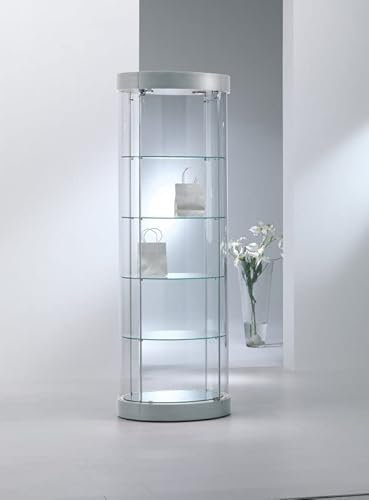 ITALFROM Vitrine Vitrine Présentoir Tableau Ovale Petit Showcase Verre Boutique Maison Bijoux avec Lumières