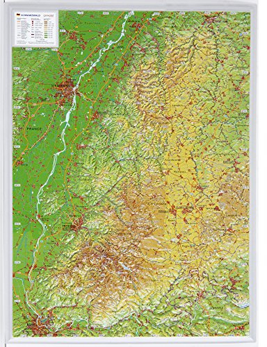 Schwarzwald klein 1:400.000 ohne Rahmen: Reliefkarte Schwarzwald klein Din A3 (Tiefgezogenes Kunststoffrelief)