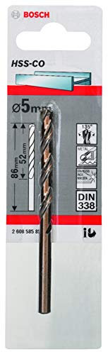 Bosch 2608585851 - Punta da Trapano Elicoidale, per Metallo HSS-Co. 5 x 52 x 8 mm, Nero, Diametro 5 mm