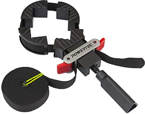 POWERTEC 71017 Quick Release Band Clamp | Woodworking Frame Clamping Strap Holder,Green,yellow